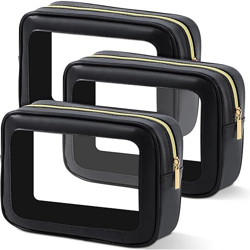 3PCS Diaper Bag Organizer Pouch Set, TSA Approved Toiletry Bag，Clear Waterproof TPU Makeup Bag Set Travel Organizer Bags for Women and Kids