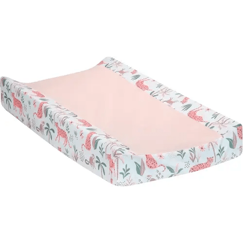 Lambs & Ivy Enchanted Safari Animals Pink/White Jungle Changing Pad Cover