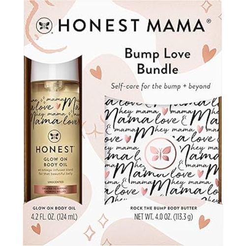 The Honest Company Honest Mama Body and Belly Bump Love Bundle Moisturizing Plant Based Oil and Stretch Mark Butter Cream