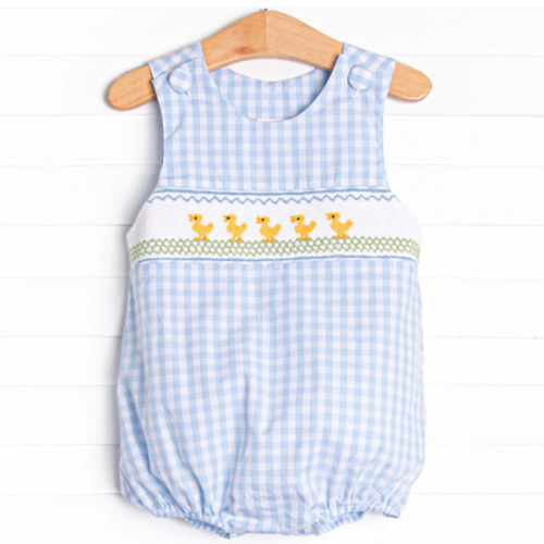 Duckling Dash Smocked Boy Bubble, Blue – Stitchy Fish