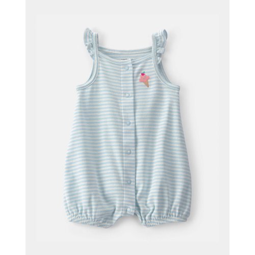 Baby Girl Striped Ice Cream Romper - Blue/White | Carter's