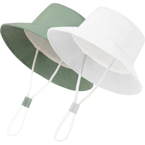 Urban Virgin 2-Packs Baby Sun Hat UPF 50+ Sun Protective Toddler Bucket Hat Summer Kids Beach Hats