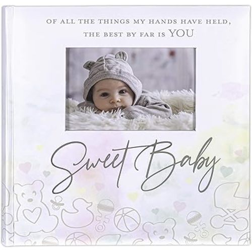 Malden International Designs 2 Up 4x6 Photo Album With Memo Writing Area Sweet Baby Watercolor Cover Book Bound White