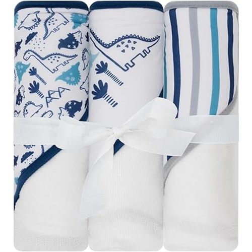 Hooded Baby Towels, Baby Bath Towels, Baby Towels with Hood, Hooded Baby Towel, Toddler Towels, Baby Hooded Towel, 30" x 26", 3PK (Dino)