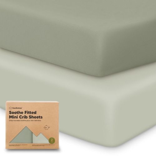 KeaBabies Mini Crib Sheets for Baby Girls, Boys, 2-Pack Soothe Pack and Play Sheets Fitted, Organic Pack N Play Mattress Sheet (Oregano)