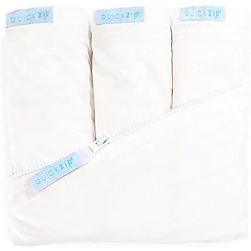 QuickZip Crib Sheet Set - Faster, Safer, Easier Baby Crib Sheets - Includes Ivory Wraparound Base & 3 Zip-On Crib Sheets – Ivory 100% Cotton - Fits All Standard Crib Mattresses