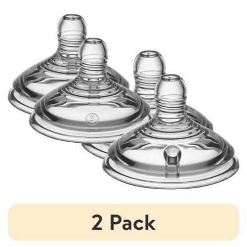 (2 pack) Tommee Tippee Natural Start Baby Bottle Nipples, Fast Flow, 6+ Months, Breast-like, Anti-Colic Valve, Soft Silicone, 2 Pack