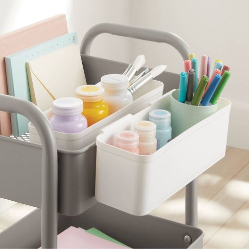 Set of 2 Long Cart Divider Cups - Brightroom™: White Storage Trays, Utility Cart Accessories, 11.22" Length