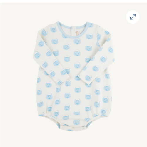 Long Sleeve Patton Play Bubble - Vintage Prep Pumpkin Pails with Buckhead Blue