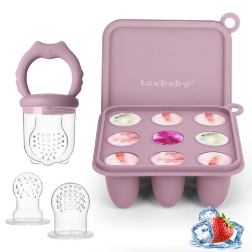 Baby Fruit Food Feeder Breastmilk Popsicle Molds, Silicone Food Freezer Tray for Cooling Teething Relief, Baby Food Feeder for Safe Infant Self Feeding, Includes 3 Extra Food Pacifier
