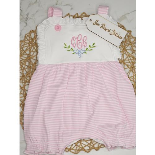 Monogram baby bubble, girl monogram cotton bubble, baby girl clothing
