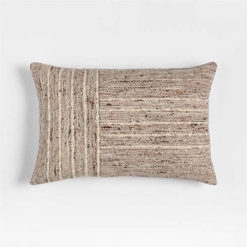 Bozeman Wool Blend 24"x16" Beige Throw Pillow with Feather Insert