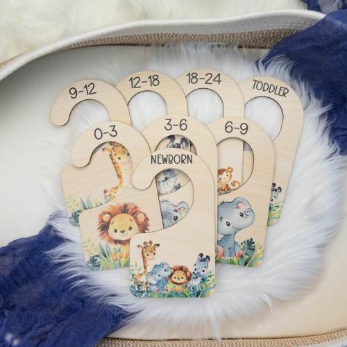 Safari Clothing Dividers, Safari Animal Baby Clothing Divider, Wood Wardrobe Divider, Nursery Closet Divider, Safari Nursery Theme S3