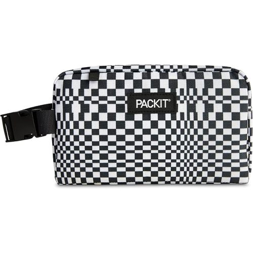 PackIt Freezable Snack Box, Checked Out, Built with EcoFreeze® Technology, Collapsible, Reusable, Zip Closure with Buckle Handle, Designed For Work Snacks, Fresh Snacks On the Go, Adults, and All Ages