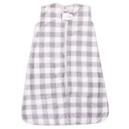 Hudson Baby Infant Plush Sleeping Bag, Sack, Blanket, Gray Plaid, 0-6 Months
