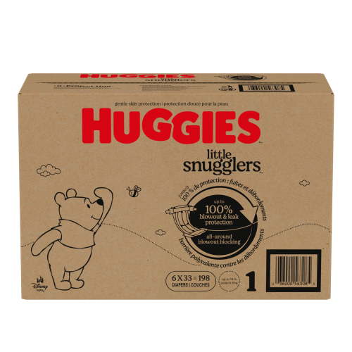 Huggies Little Snugglers Fragrance Free Baby Diapers, Size 1 (8-14 lbs), 198 Count (Select for More)
