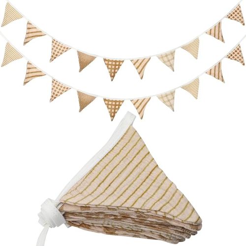 Oudain 17 ft Pennant Banner Flags, 2 Pcs Nursery Garland Triangle Bunting Flag Baby Banner for Nursery Decor Baby Birthday Boho Wedding Shower Party Event, Each 8.5 ft(Vivid Color)
