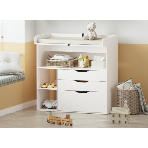Ebern Designs Baby Changing Table Dresser, with 3 Drawers and 3 Storage Shelves, Can be Used as a Baby Dresser & Reviews | Wayfair
