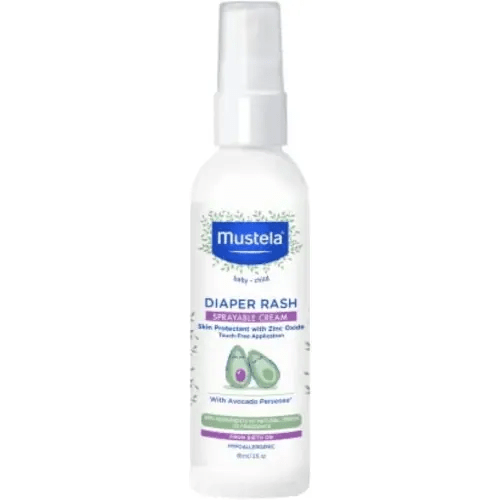 Mustela Baby Diaper Rash Cream Spray – Touch-Free protectant with Zinc Oxide & Natural Avocado - Treats, Soothes and Prevents Diaper Rash- Fragrance-Free - 3 fl. oz
