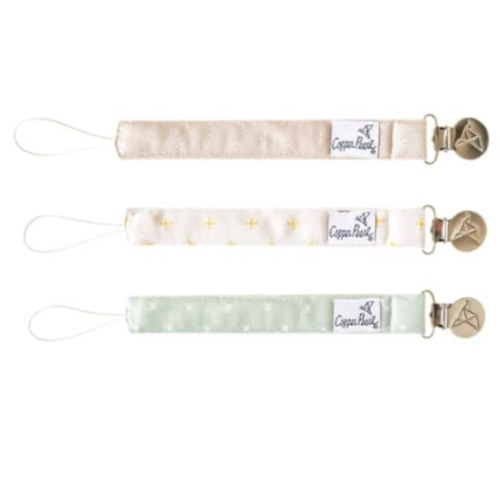 Copper Pearl Pacifier Clip 3-Pack: Premium Knit Binky Clips for Baby Girls and Boys - Stylish Stainless Steel Pacifier Holder Clip - Baby Pacifier Clips for No More Floor Drops - Santa Fe