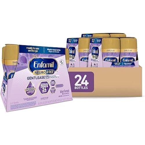Enfamil NeuroPro Gentlease Baby Formula, Infant Formula Nutrition, Brain Support that has DHA, HuMO6 Immune Blend, Designed to Reduce Fussiness, Crying, Gas & Spit-up in 24 Hrs, 8 Fl Oz, 24 Bottles