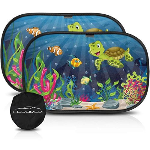 CARAMAZ Window Shade for Car Side Window Baby Window Shade - 2 Pack - 20"x12" - Ocean_normal-dark - M 20x12"
