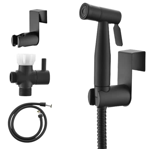 Purrfectzone Black Bidet Sprayer for Toilet, Handheld Bidet Sprayer Kit, Easy-to-Install Toilet Bidet Sprayer Set, Hand Held Stainless Steel Bidet with Adjustable Flow, Cloth Diaper Sprayer
