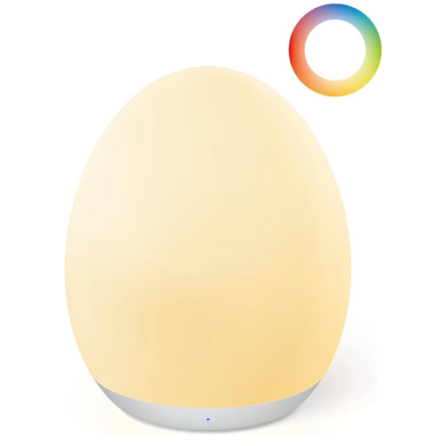 MediAcous Night Light for Kids Baby, Egg Light for Nursery, 7 Colors Changing & Stepless Dimming, Soft Silicone Touch Night Lamp with 1 Hour Timer, Rechargeable Nursery Night for Breastfeeding