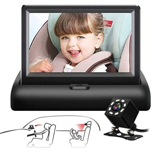 Baby Car Mirror SAMFIWI Car Seat Mirror Camera and Monitor with Infrared Night Vision Best Baby Monitor and Camera for Baby Car Seat Rear Facing