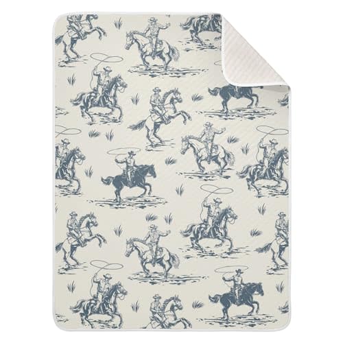 Mazeann Cowboys Horse Western Baby Blankets Soft Warm Crib Stroller Blanket for Toddler Newborn Girls Boys 30x40in