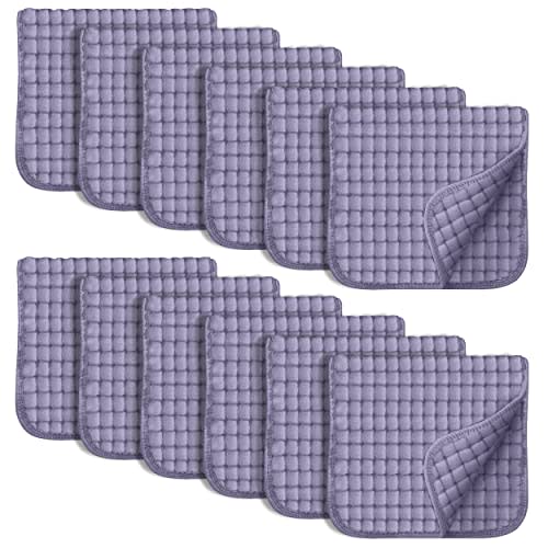 SWEET DOLPHIN 12 Pack Muslin Burp Cloths Large 100% Cotton Hand Washcloths for Baby - Baby Essentials Extra Absorbent and Soft Boys & Girls Milk Spit Up Rags for Newborn Registry - Grey, 20" X10"
