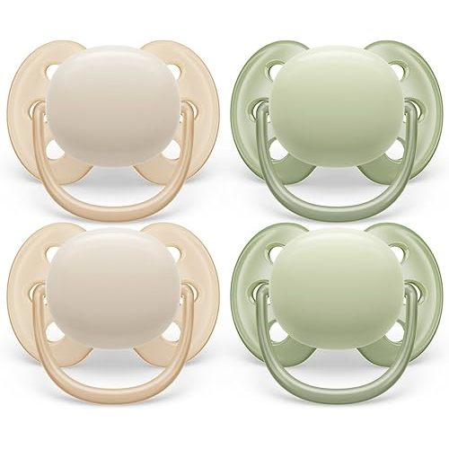 Philips Avent Ultra Soft Pacifier - 4 x Soft and Flexible Baby Pacifiers for Babies Aged 0-6 Months, BPA Free with Sterilizer Carry Case, SCF091/23
