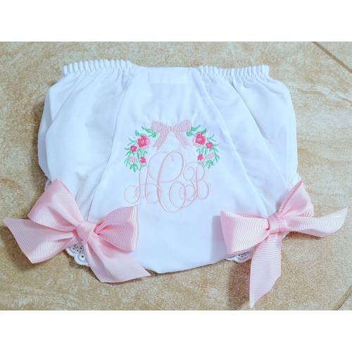 Bow Bloomers Monogrammed White Eyelet Bloomers Diaper Cover Classic Baby Girl Bloomers Personalized Gift Baby Shower Gift Newborn Gift