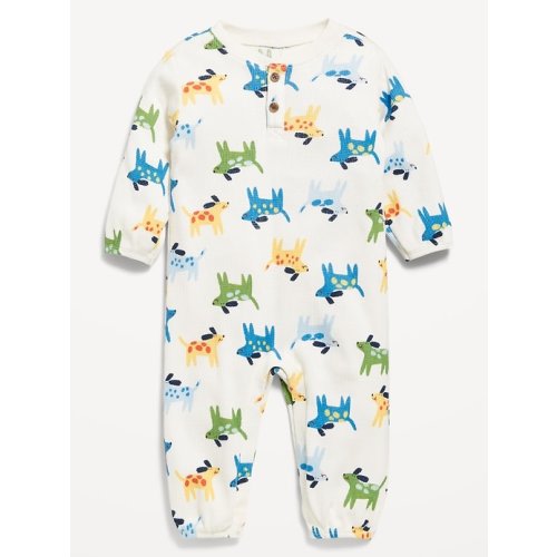 Long-Sleeve Waffle-Knit Henley One-Piece for Baby | Old Navy