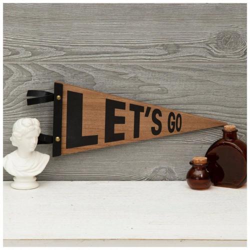 Let's Go Pennant Wood Wall Decor