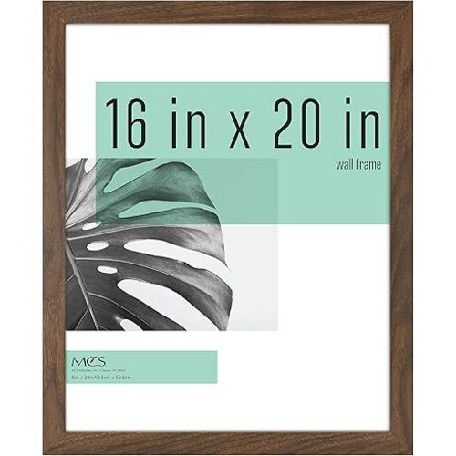 MCS Studio Gallery 16x20 Poster Frame Walnut Woodgrain, Vertical & Horizontal Wall Hanging Large Picture Frame for Photos, Posters & Art Prints (1-Pack)