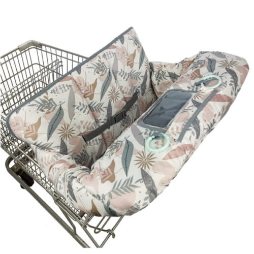 Shopping Cart Cover for Baby, 2 in 1 High Chair Cover for Restaurant seat & Grocery Cart Cover for Babies, Thick Padded with Clear Phone Pouch, Machine Washable, Leaves