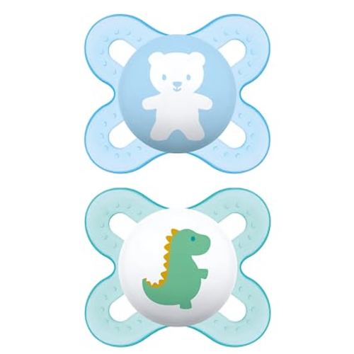 MAM Original Start Newborn Baby Pacifier, Best Pacifier for Breastfed Babies, Sterilizer Case, 2 Pack, 0-3 Months, Boy - Boy 1