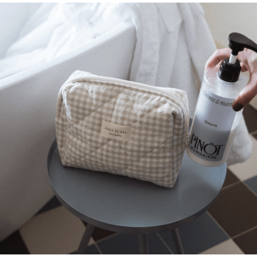 Pouch MAMA in gingham beige