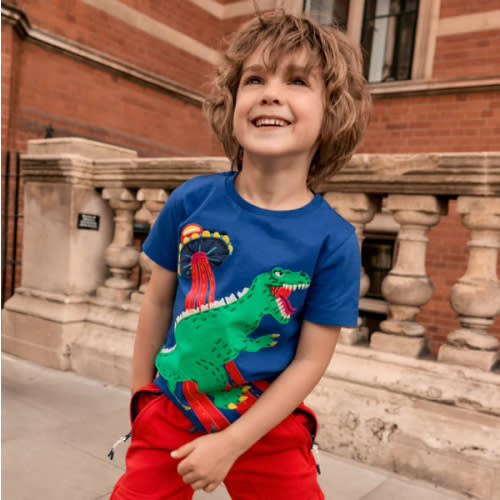 Short Sleeve Appliqué T-shirt-Dino Space | Boden USA