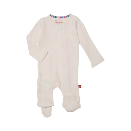 Magnetic Me Whipped Cream Ribbed Cotton Blend Magnetic Footie | Nordstromrack