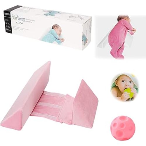 Baby Side Sleeper Wedge, Removable Adjustable Baby Back Positioner for a Comfortable Sleep Experience (Pink)