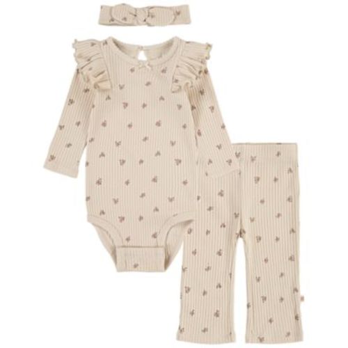 Baby Girls Long Sleeve Bodysuit, Headband and Pants 3-Piece Set