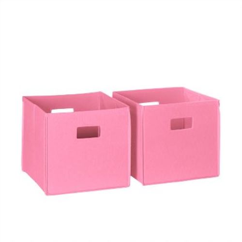 RiverRidge Kids' 2pc Fabric Collapsible Storage Cube Organizers with Handles for Playroom Organization