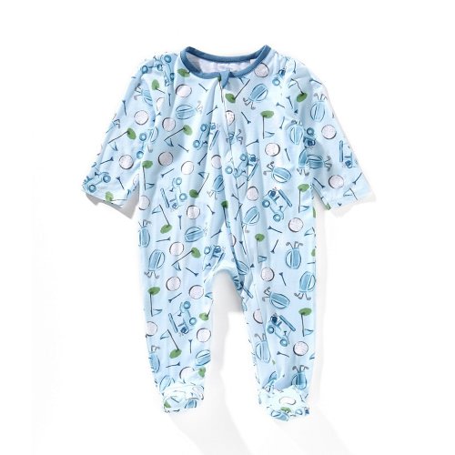 Mud Pie Baby Boys Newborn-9 Months Long-Sleeve Golf-Theme-Printed Footed Coverall