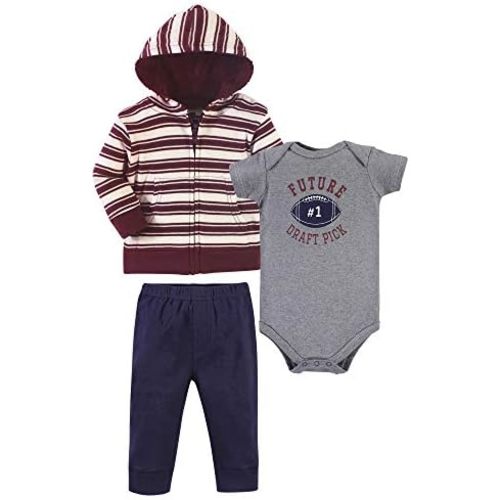 Hudson Baby Unisex Baby Cotton Hoodie, Bodysuit or Tee Top and Pant Set