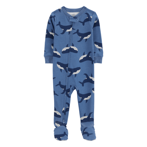 Baby Whale Print Snug Fit Cotton Footie 1-Piece Pajamas - Navy - Carter's | Carter's