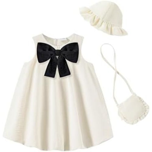 Baby Girl Dress Infant Clothes Summer Sleeveless Bow Puff Bubble Dresses Casual Linen Sundress for Toddler Girls 3M-3T