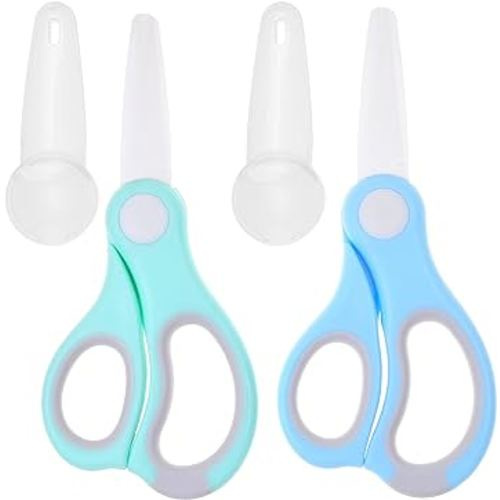 Ceramic Baby Food Scissors - Portable Shears - Healthy Food Cutter with Dust Cover and Storage Case - Cuts Meat, Chicken, Vegetables, Fruits (2-Pack)