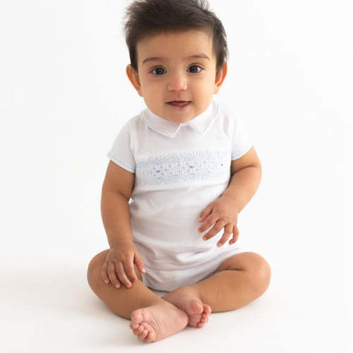 Lilly & Lucas Smocked Diaper Cover Set - Blue